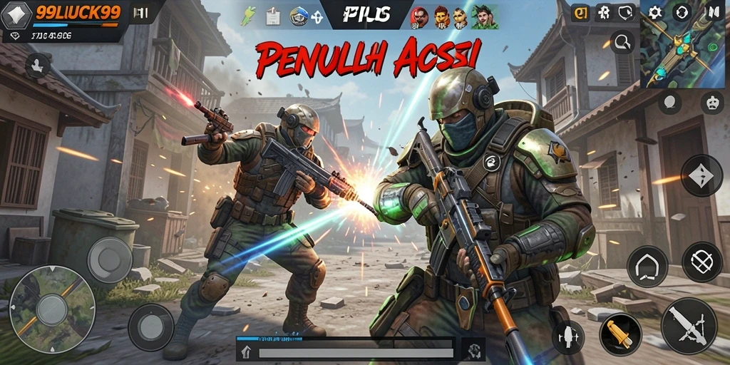 Screenshot gameplay 99LUCK99 dengan aksi tembak-menembak yang intens.