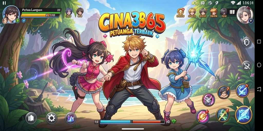 Tampilan gameplay yang seru dalam CINA365 dengan karakter Anime.
