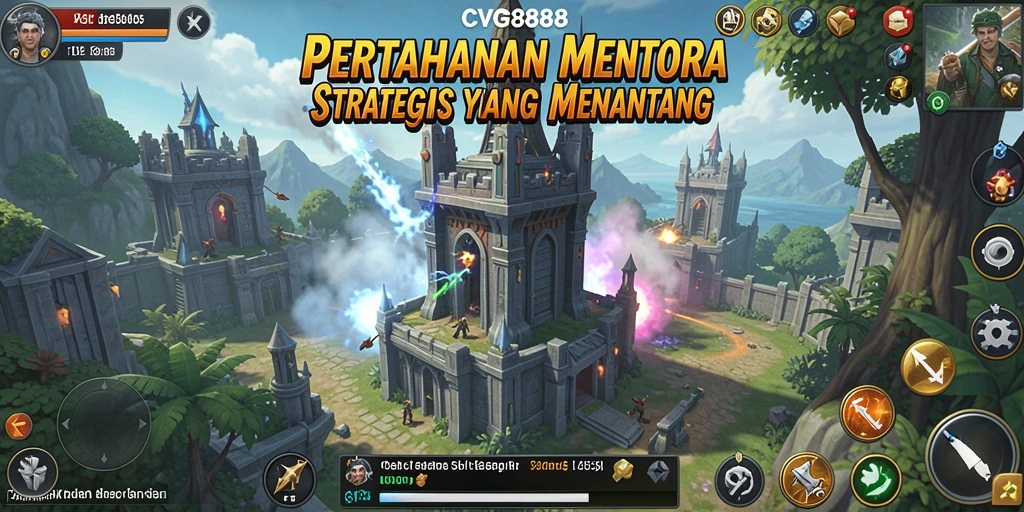 Tampilan gameplay menara pertahanan dalam CVG8888 yang mendebarkan.