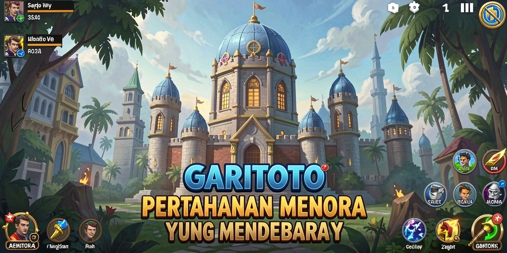 Screenshot GARITOTO yang menunjukkan aksi menara pertahanan melawan musuh.