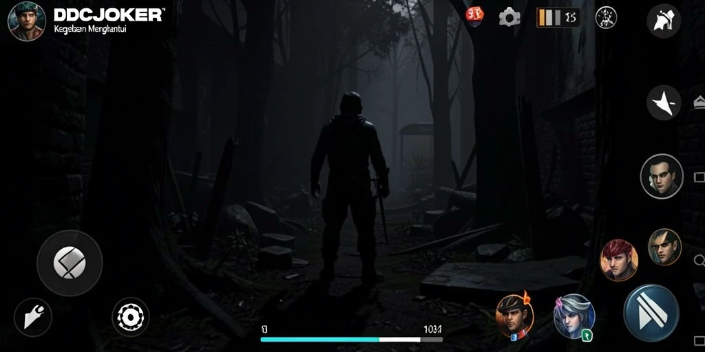 Screenshot IDCJOKER menampilkan karakter di kegelapan dengan suasana menakutkan.