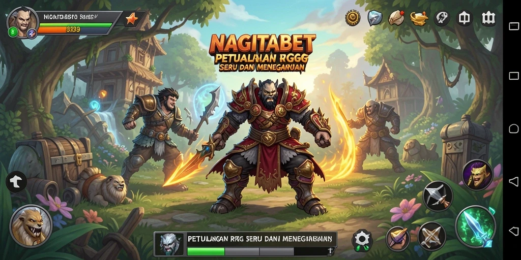 Screenshot gameplay NAGITABET yang menunjukkan pertempuran epik dan eksplorasi dunia.