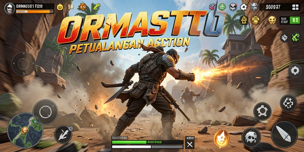 Screenshot ORMASTOTO menunjukkan pertarungan epik dalam gameplay Action.