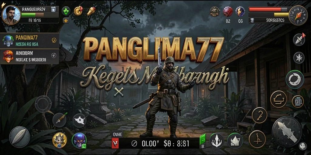 Tampilan gameplay menegangkan dari PANGLIMA77 di dalam kegelapan.