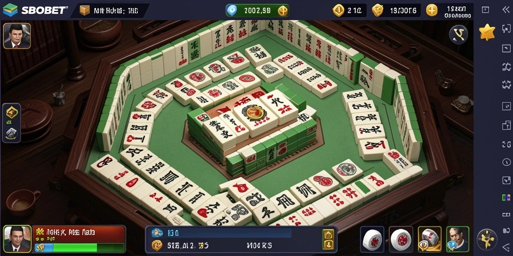 Screenshot dari gameplay Mahjong yang seru di SBOBET.