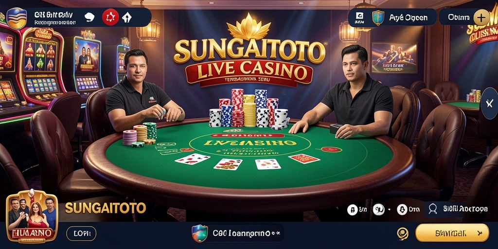 Screenshot SUNGAITOTO menunjukkan dealer profesional dan pengalaman Live Casino yang mendebarkan.